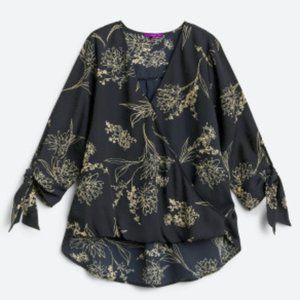 Stitch Fix Beacon Allan Surplice Tie Sleeve High Low Blouse NWT Medium